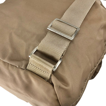 PRADA Tessuto Triangle Logo Double Pocket Backpack Beige Vintage nhc32x