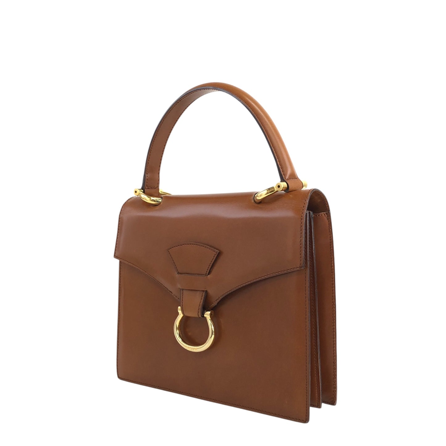 CELINE Horse Bit Handbag Brown Vintage w8t6ny