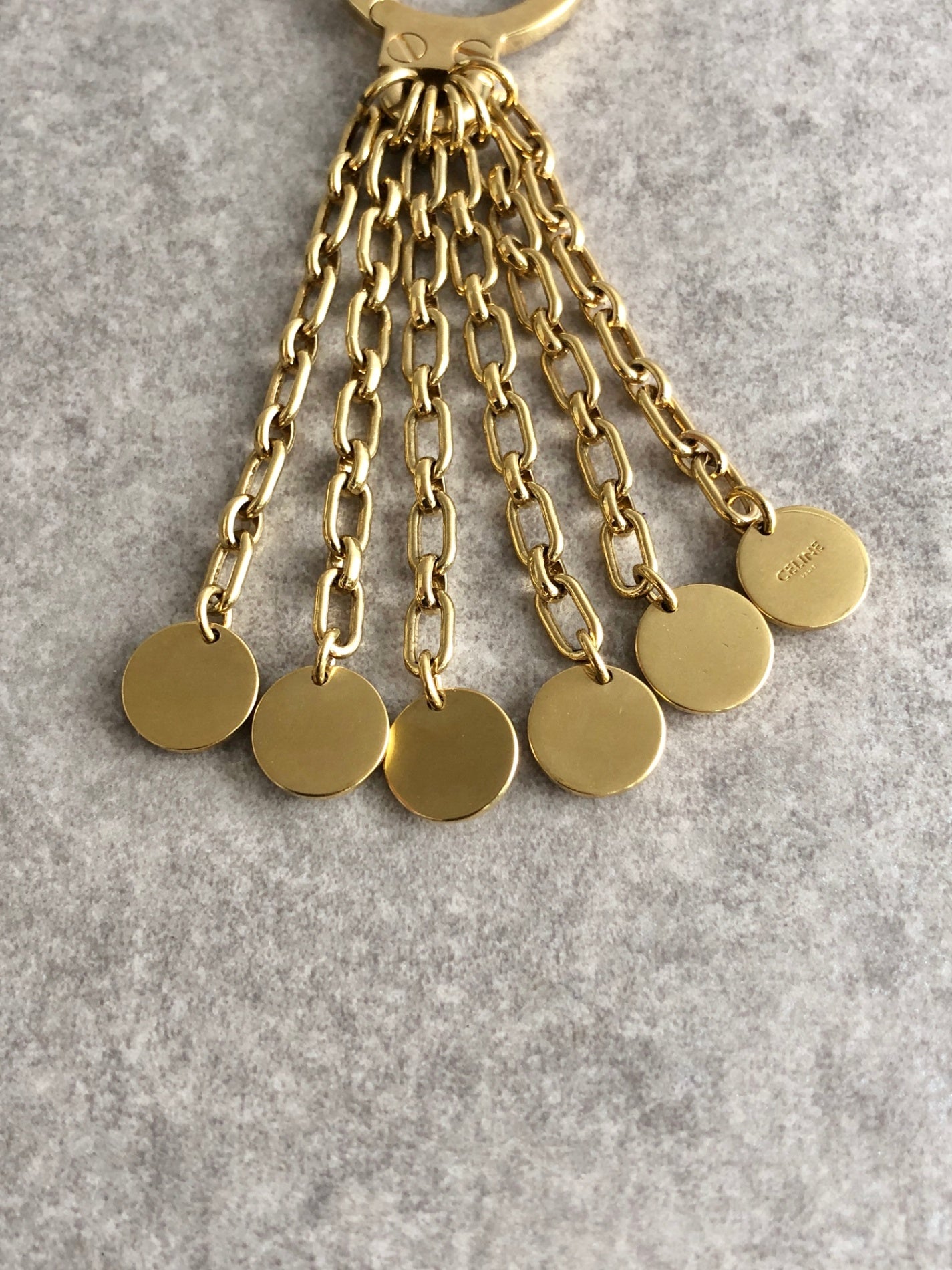 CELINE Logo Motif Charm Gold Vintage ww7btc