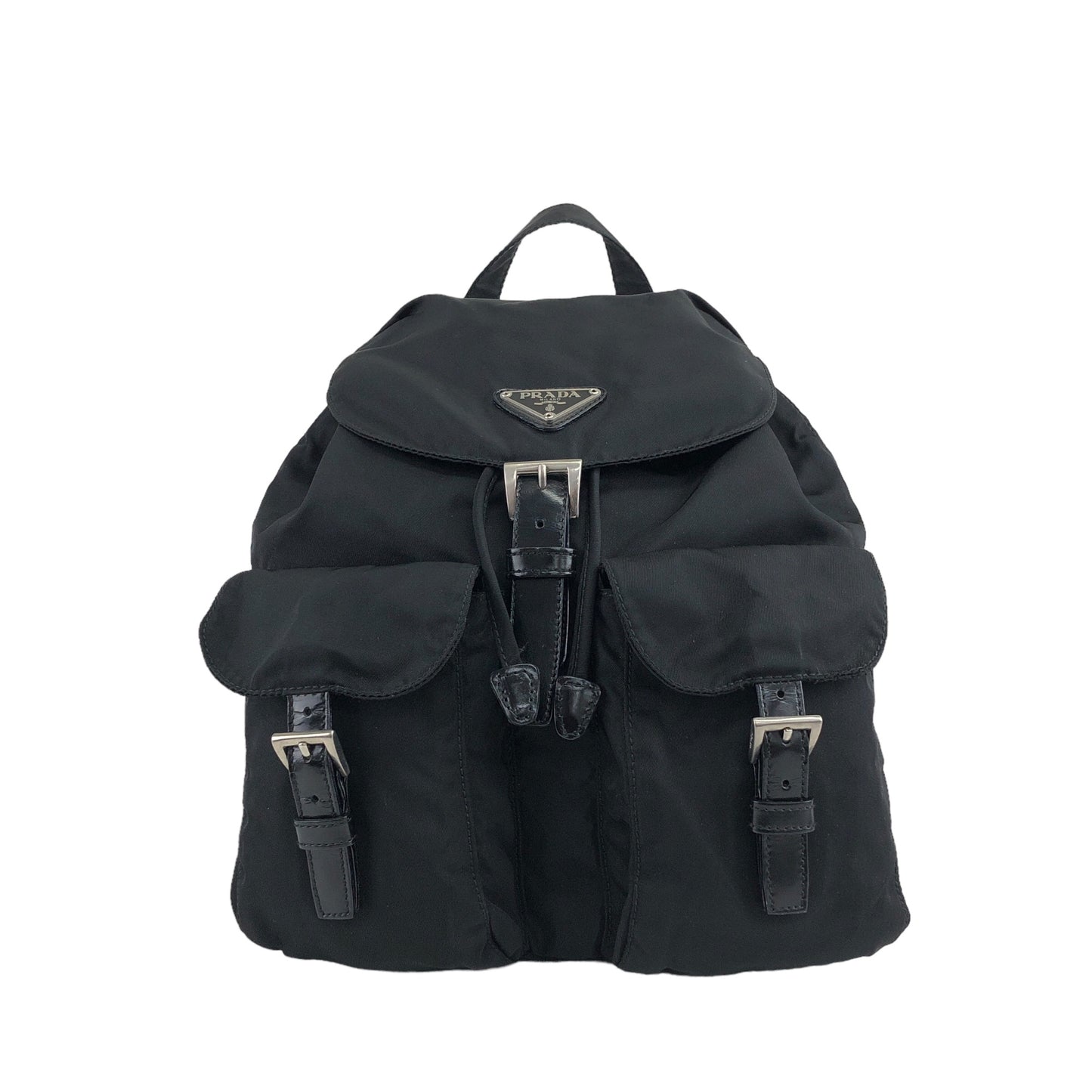PRADA Triangle Logo Backpack Black Vintage wedjpt