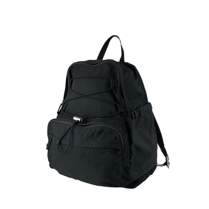 PRADA Tessuto Triangle Logo Double Pocket Backpack Black Vintage bpk4w7