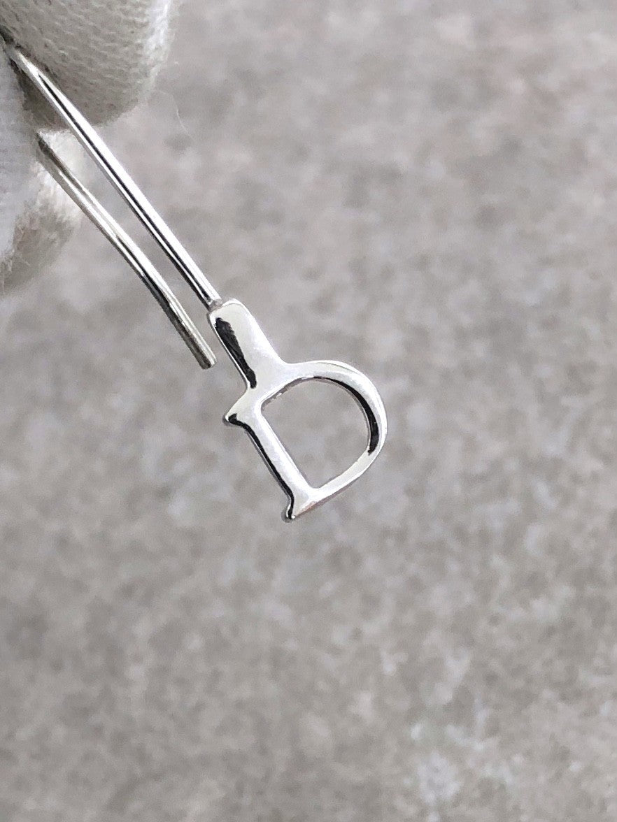 Christian Dior D Motif Pierced Silver Vintage ua3837