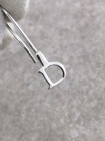 Christian Dior D Motif Pierced Silver Vintage ua3837