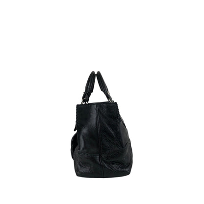 CELINE Horse Carriage Handbag Black Vintage 6m8meh