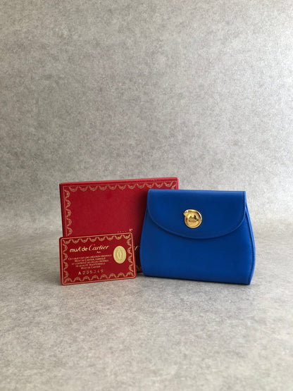 Cartier Folded Wallet Blue Vintage 7iyaaa