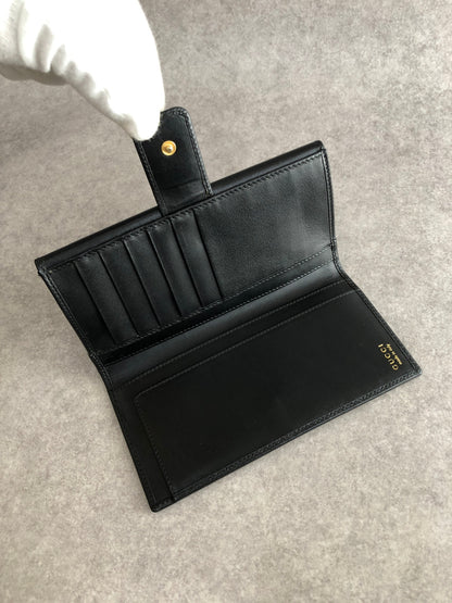 GUCCI Horse Bit Long Wallet Black Vintage 5m243v