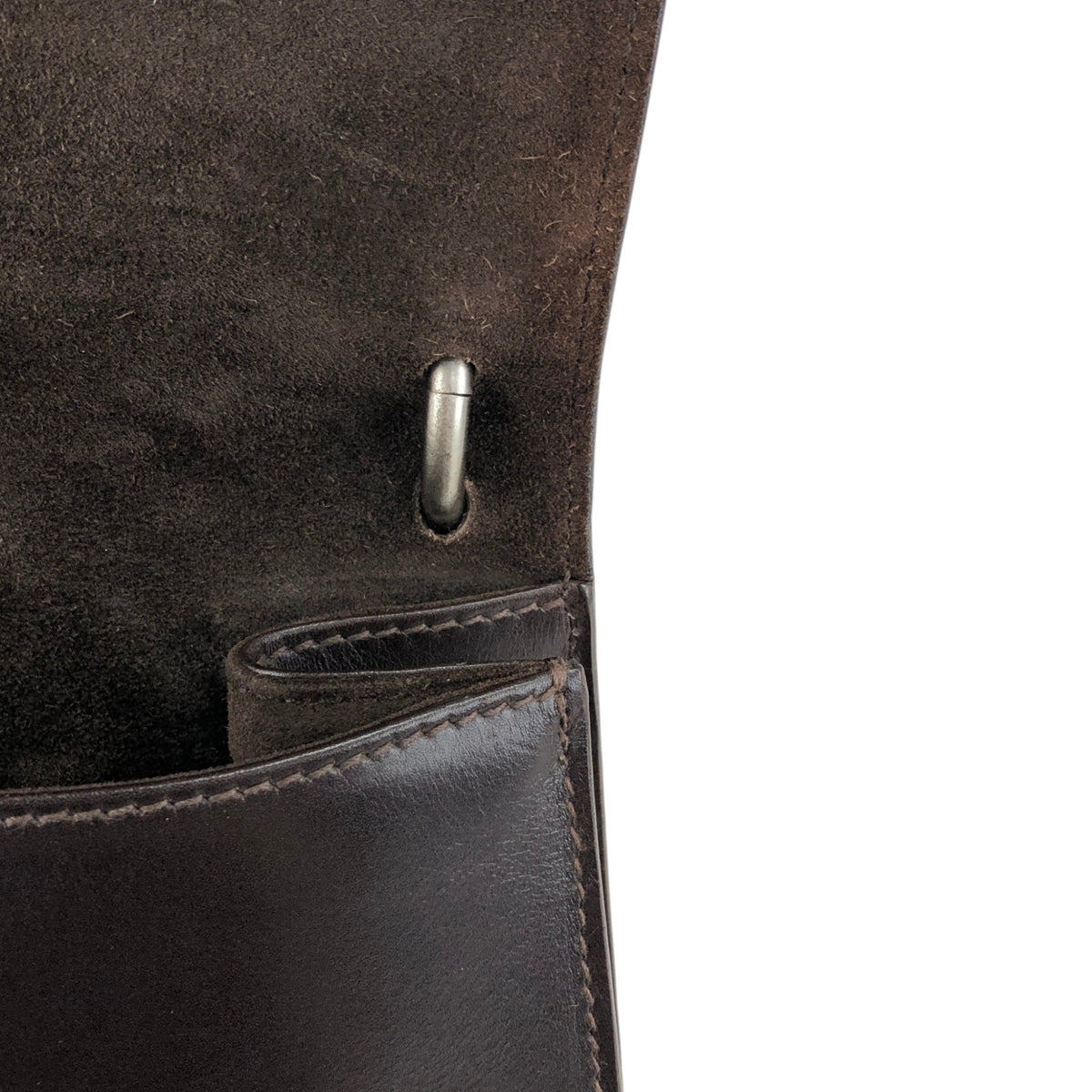 PRADA Logo Embossed Shoulder bag Brown Vintage ecb6ar