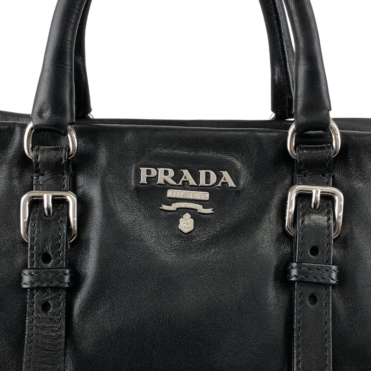 PRADA Logo Two-way Handbag Shoulder bag Black Vintage 2n4xpw