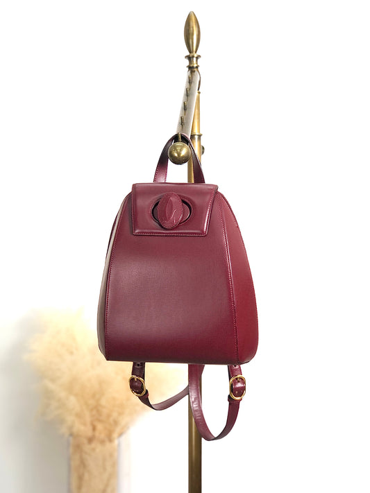 Cartier Logo Turn Lock Backpack Bordeaux Vintage wtz8az