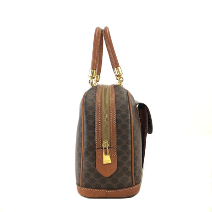 CELINE Macadam Blason Leather Handbag Brown Vintage b87m64