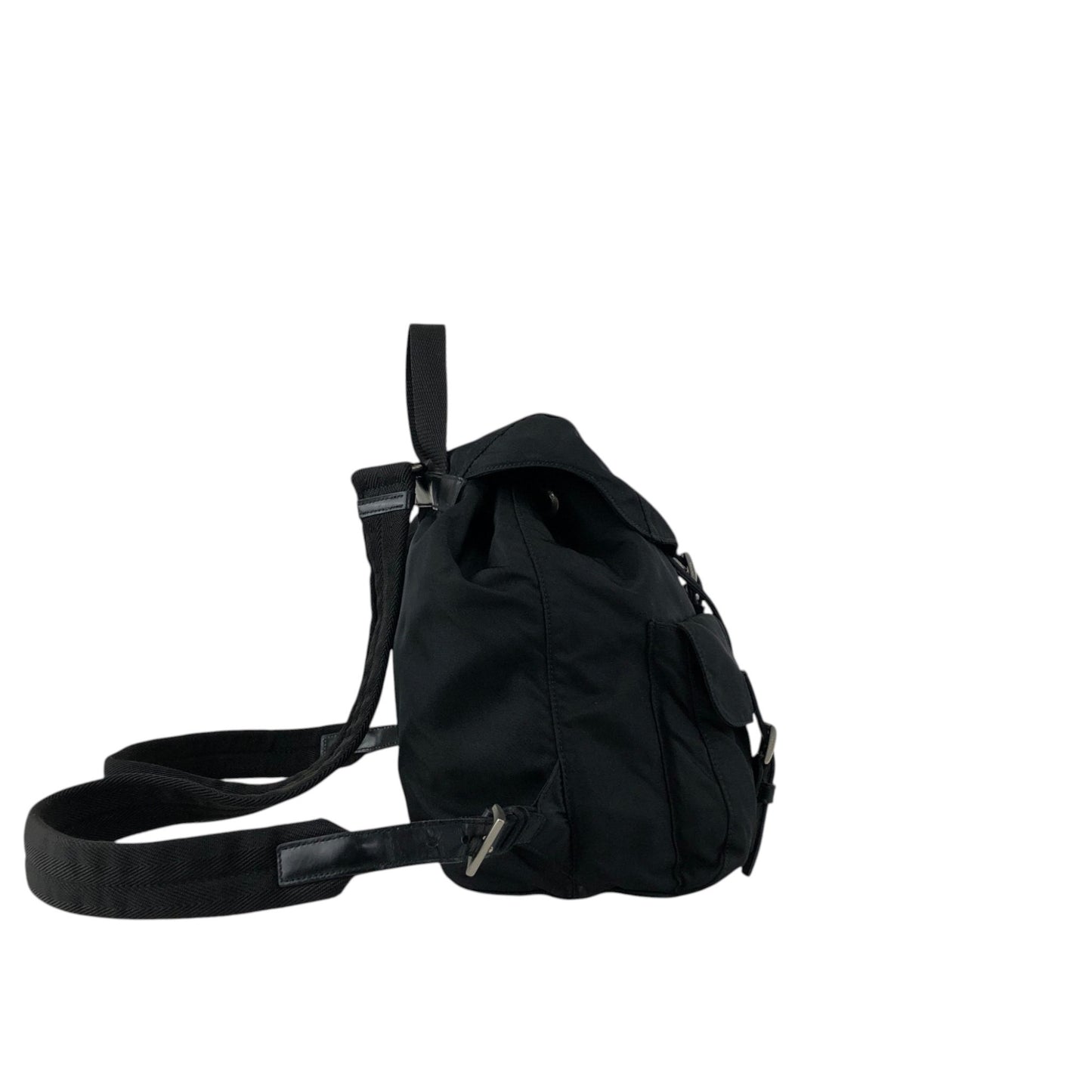 PRADA Tessuto Triangle Logo Double Pocket Backpack Black Vintage vjpnrf