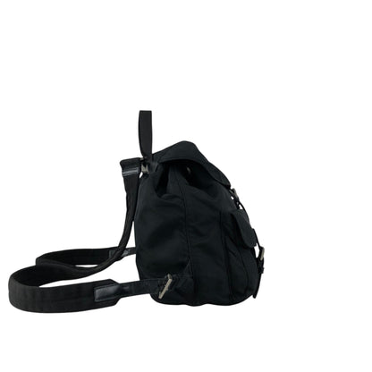 PRADA Tessuto Triangle Logo Double Pocket Backpack Black Vintage vjpnrf