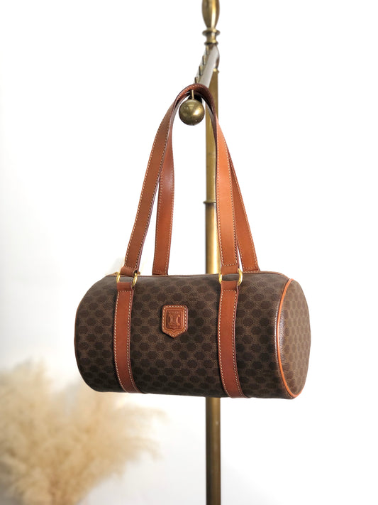 CELINE Macadam Blason Handbag Brown Vintage uimgxw