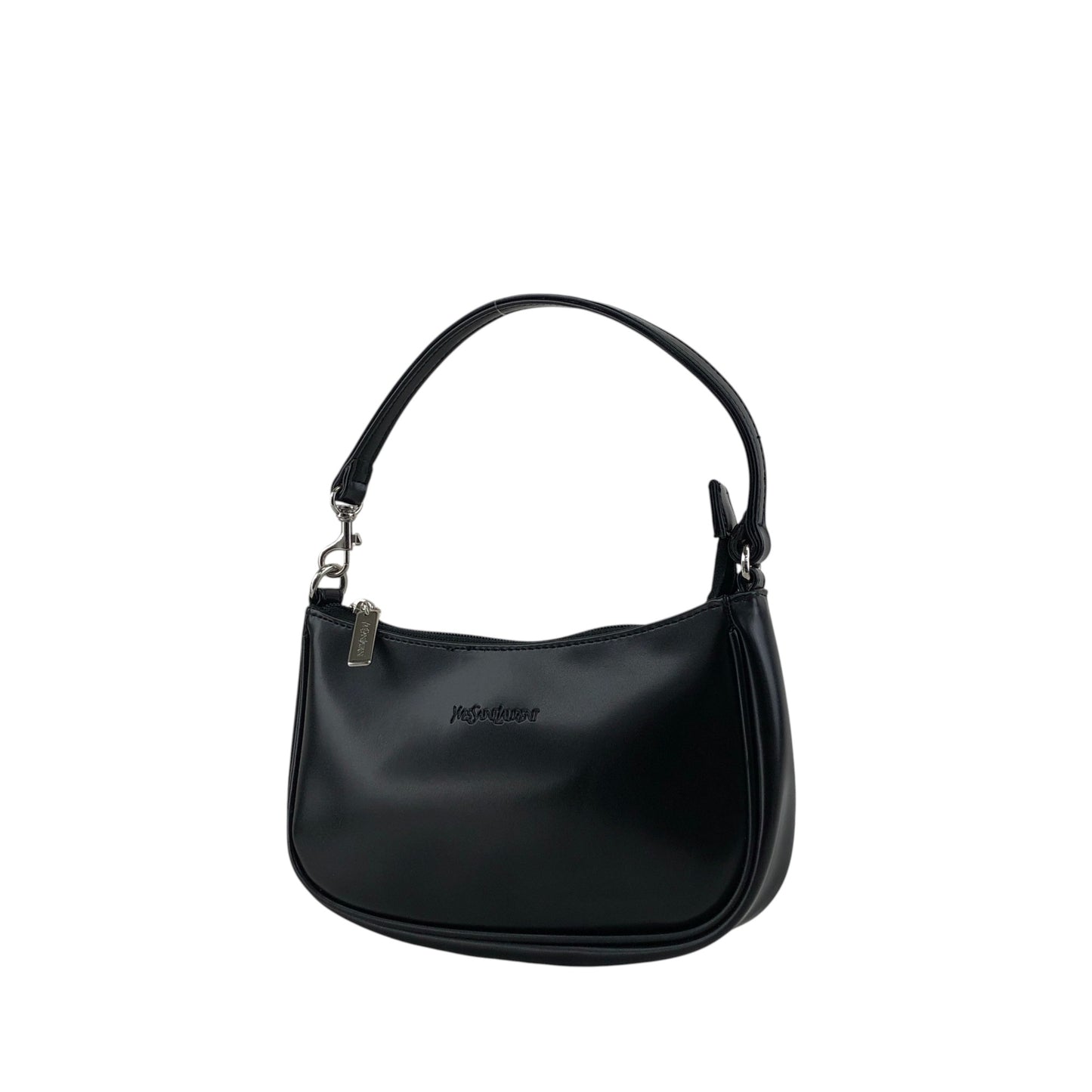 Yves Saint Laurent Logo Embossed Small Handbag Shoulder bag Black Vintage ztncyu