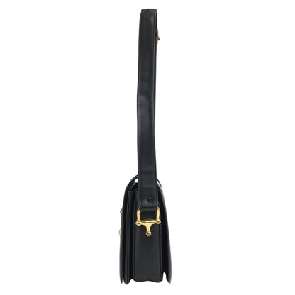 CELINE Horse Carriage Shoulder bag Black Vintage tinnie