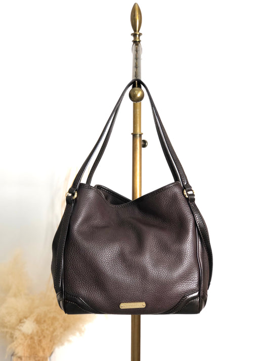 BURBERRY Logo Shoulder bag Hobobag Dark Brown Vintage czmhjj