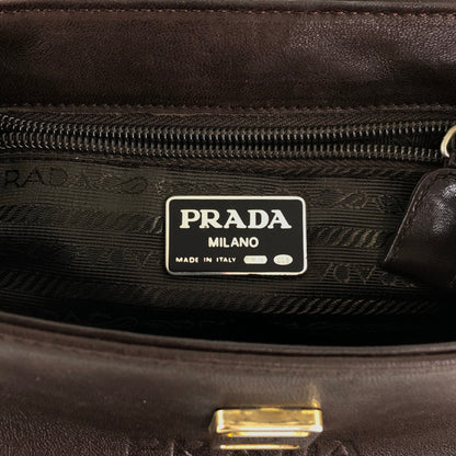 PRADA Logo Embossed Small Handbag Brown Vintage 5zhkhc