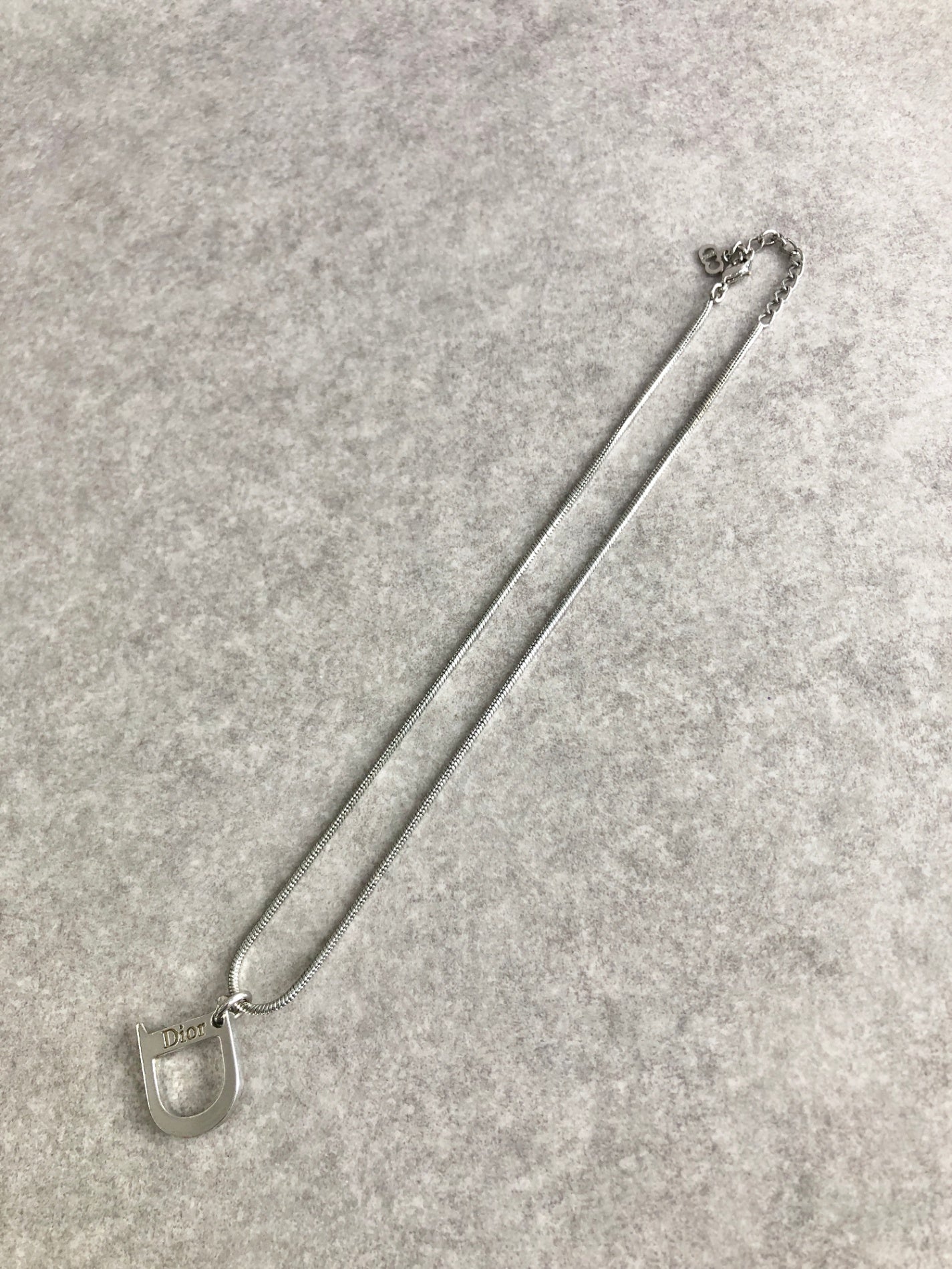 Christian Dior D Motif Necklace Silver Vintage j4vcit