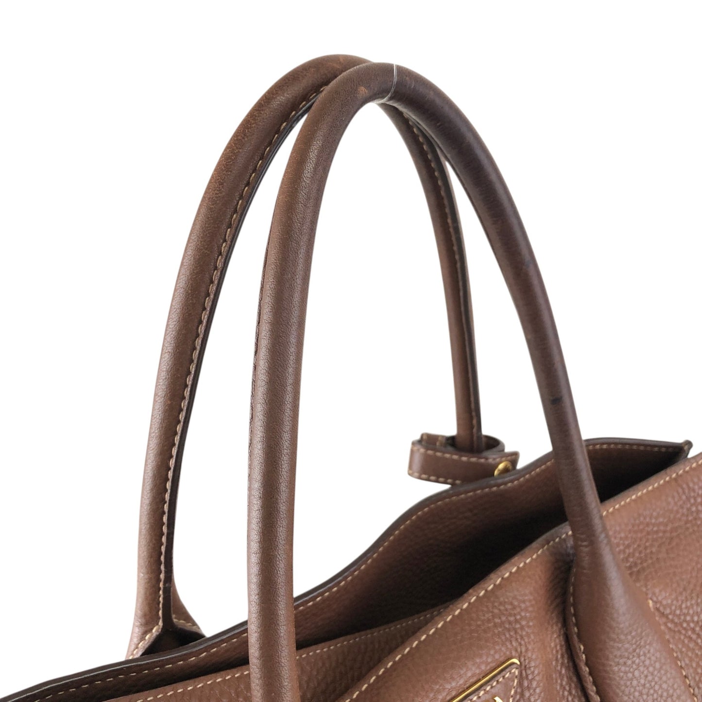 PRADA Triangle Logo Two-way Handbag Shoulder bag Brown Vintage eh2tjx