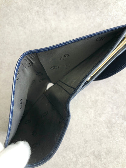Christian Dior CD 標誌金屬扣折疊錢包海軍藍復古款 6c2pn7