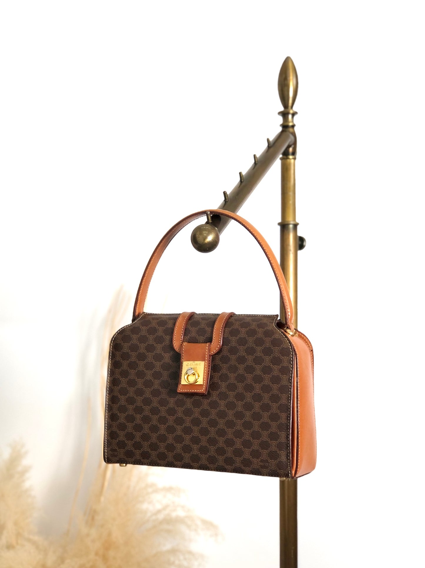 CELINE Macadam Gancini Handbag Brown Vintage hjb52j