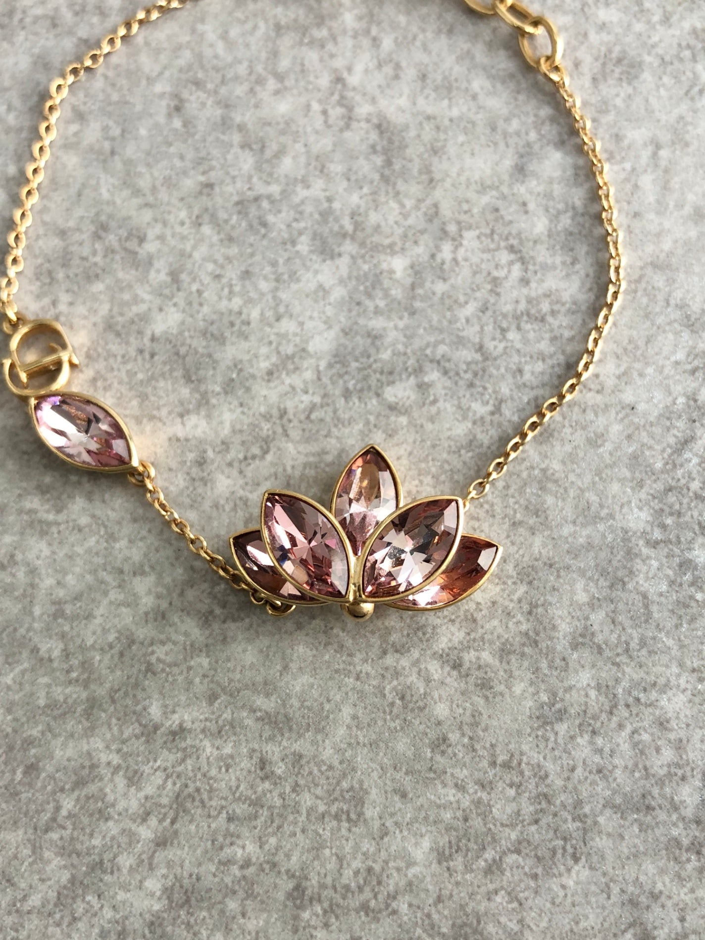 Christian Dior Stone Bracelet Gold×Pink Vintage 7bj8g5