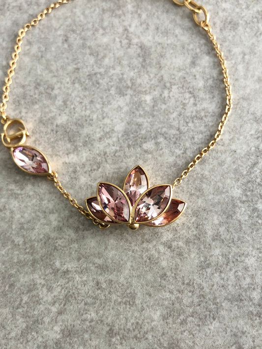 Christian Dior Stone Bracelet Gold×Pink Vintage 7bj8g5