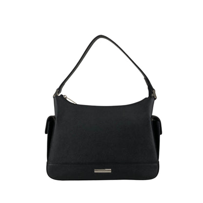 BURBERRY Logo Side Pocket Handbag Black Vintage bugrks