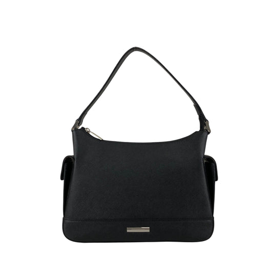 BURBERRY Logo Side Pocket Handbag Black Vintage bugrks