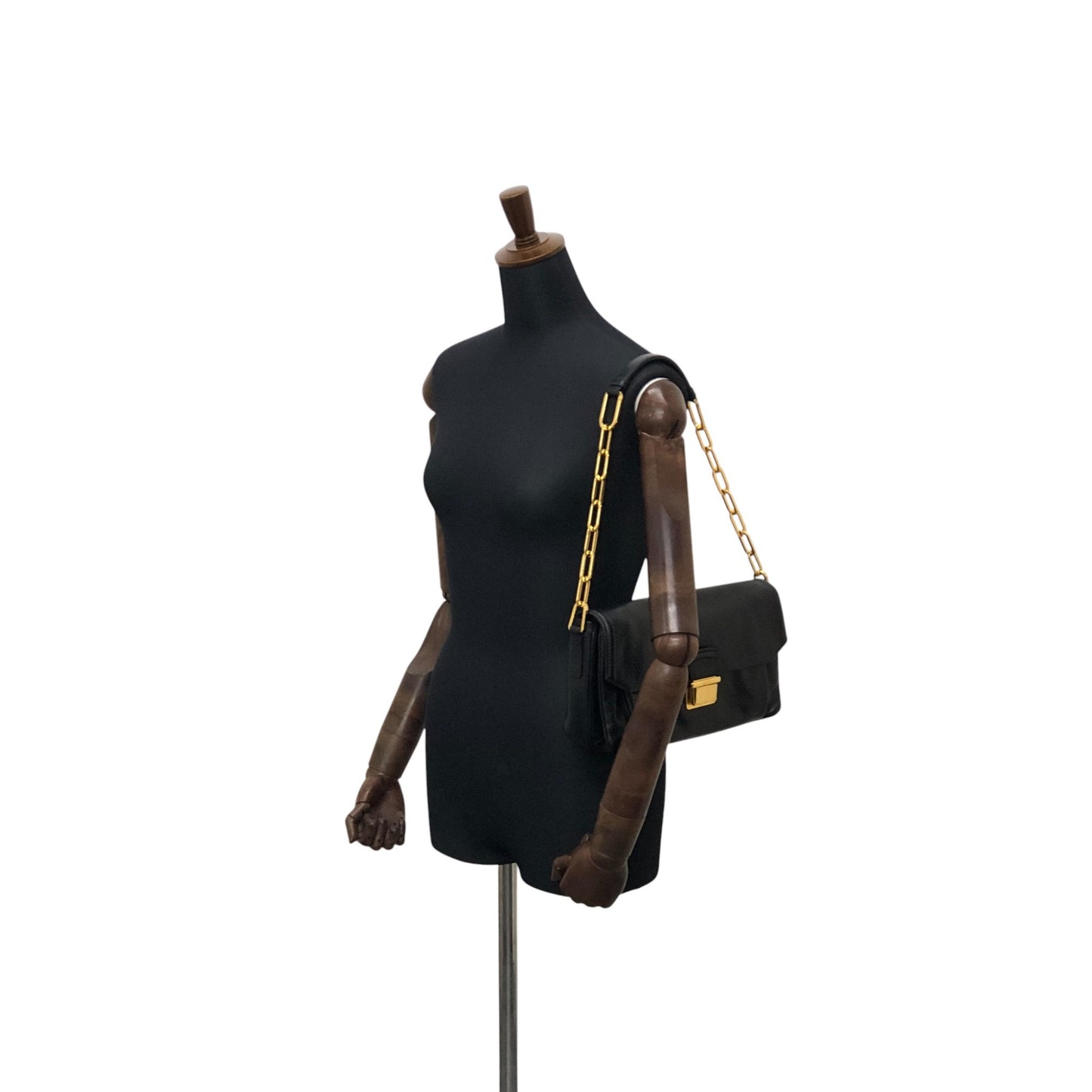 miumiu Turn Lock Chain Shoulder bag Black Vintage prsynv