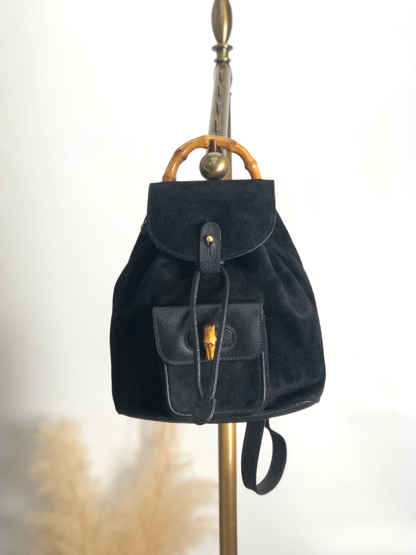 GUCCI Bamboo Backpack Black Vintage zdvauu