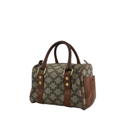 CELINE Triomphe Small Boston bag Handbag Beige Vintage btsixw