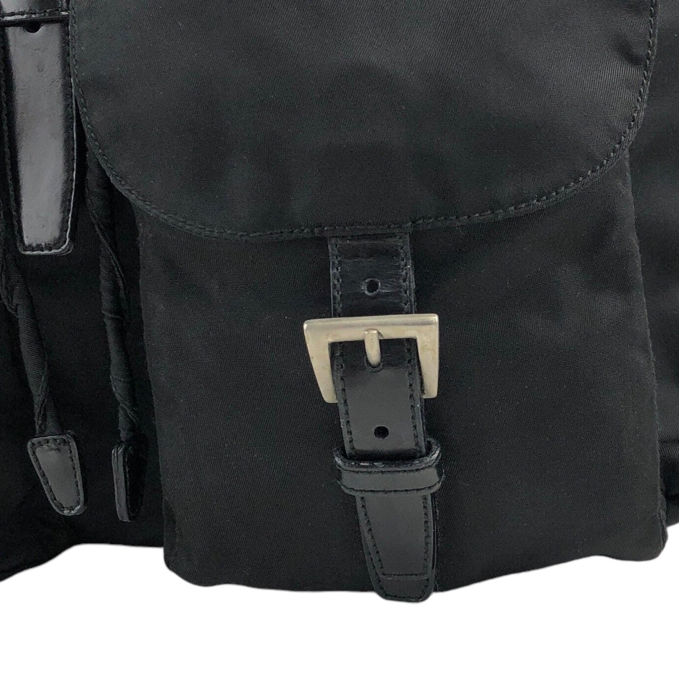 PRADA Triangle Logo Double Pocket Backpack Black Vintage ys5ifi