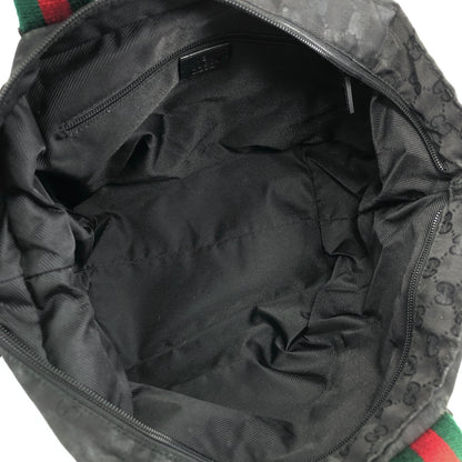 GUCCI Sherry Line GG Canvas Leather Handbag Black Vintage gjg75f