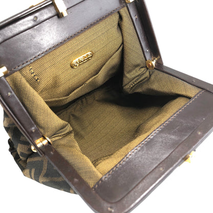 FENDI Zucca Metal Clasp Shoulder bag Brown Vintage kkfpvd