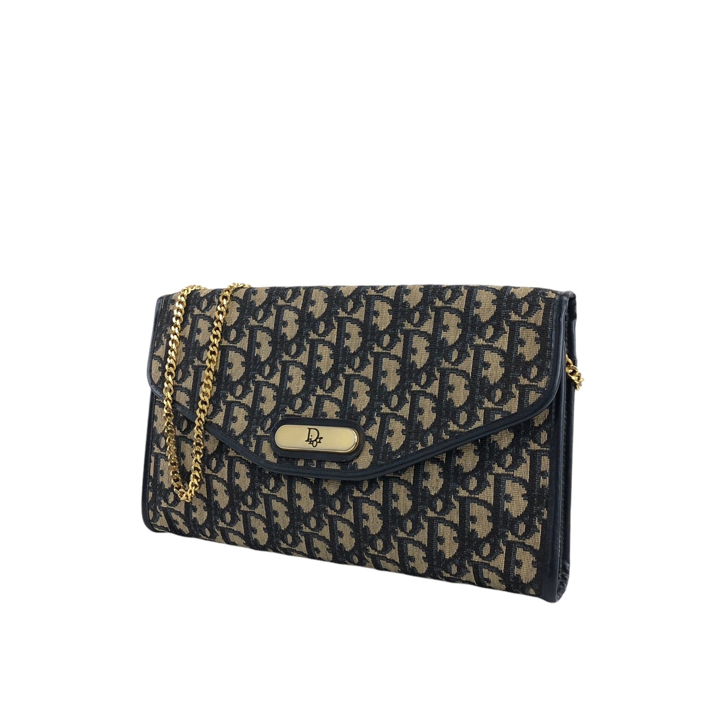 Christian Dior Trotter 鏈條單肩包 海軍藍 復古 gex65u