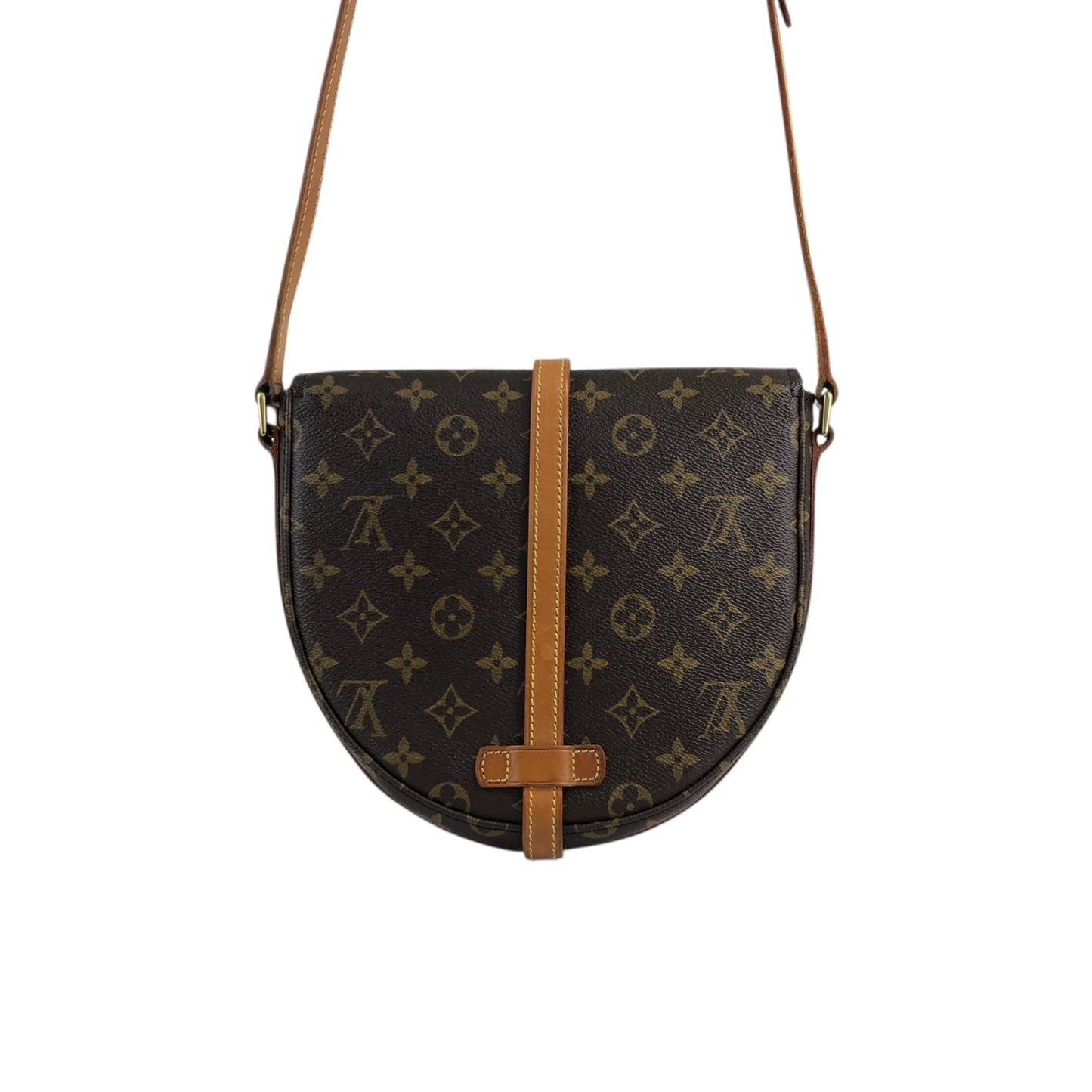 LOUIS VUITTON Monogram Front Buckle  Shoulder bag Brown Vintage u4si84