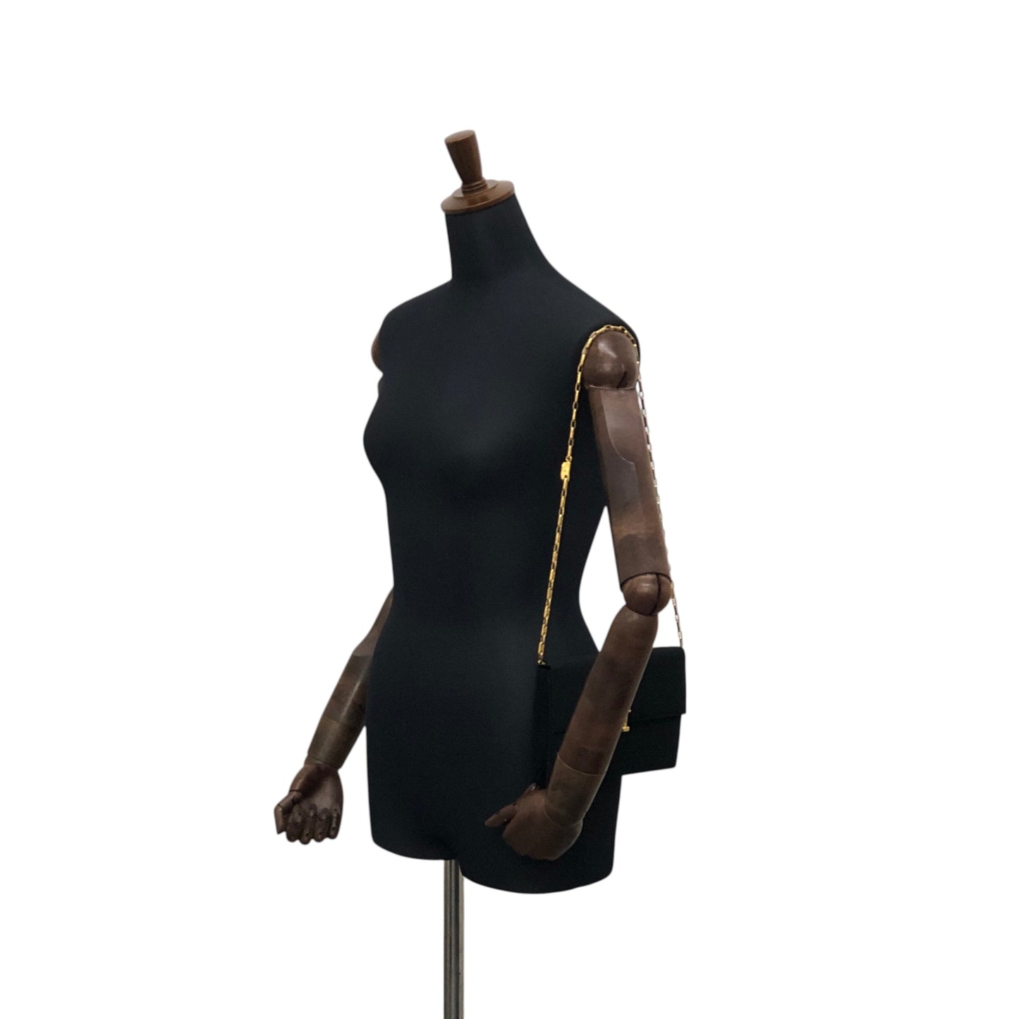 CELINE Triomphe Chain Shoulder bag Black Vintage 7i7ugg