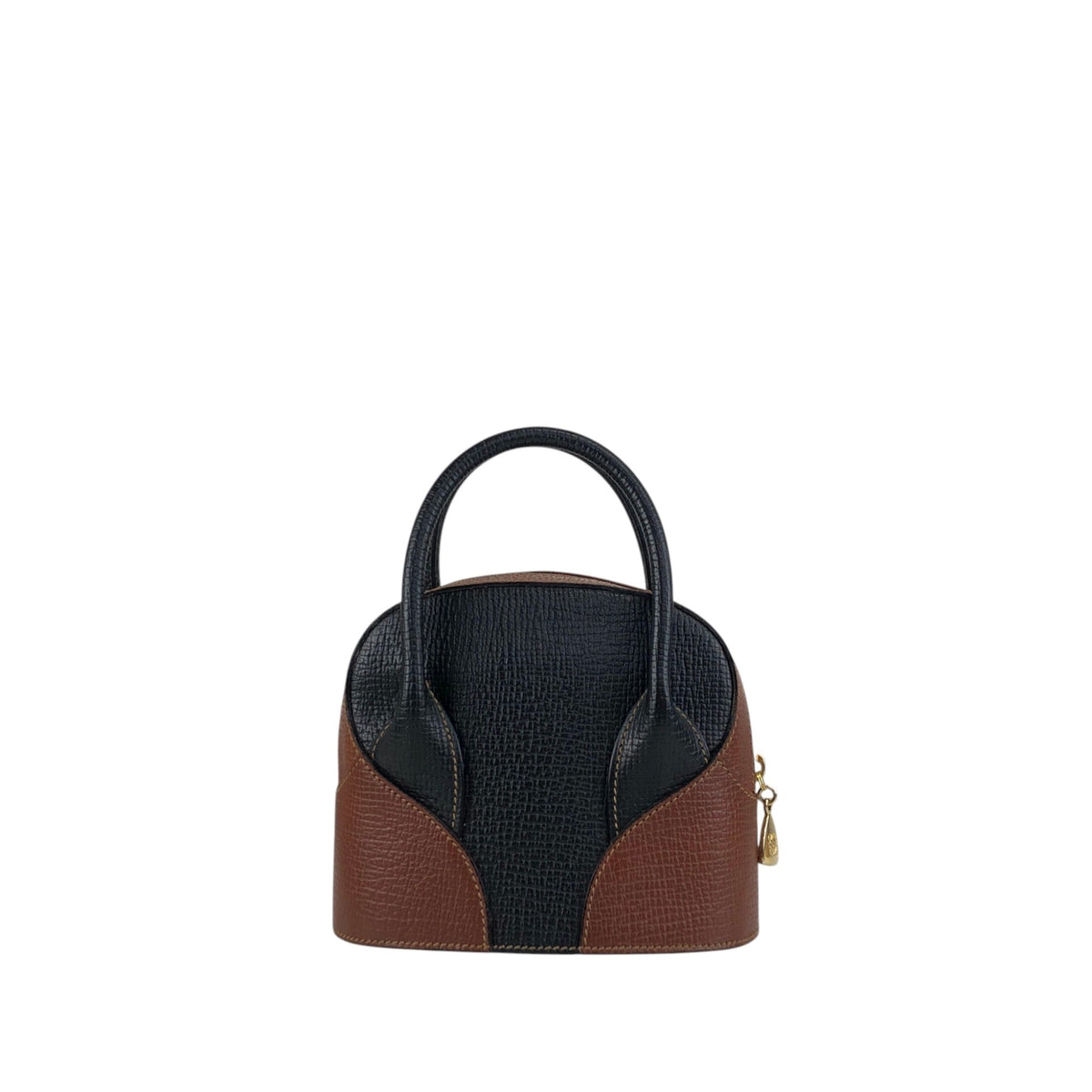 LOEWE Logo Embossed Two-way Handbag Shoulder bag Black×Brown Vintage z67fis