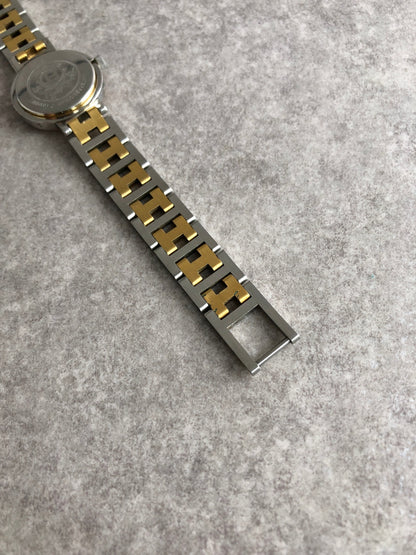 HERMES Quartz  Clipper Watch Silver×Gold Vintage 8nv65a