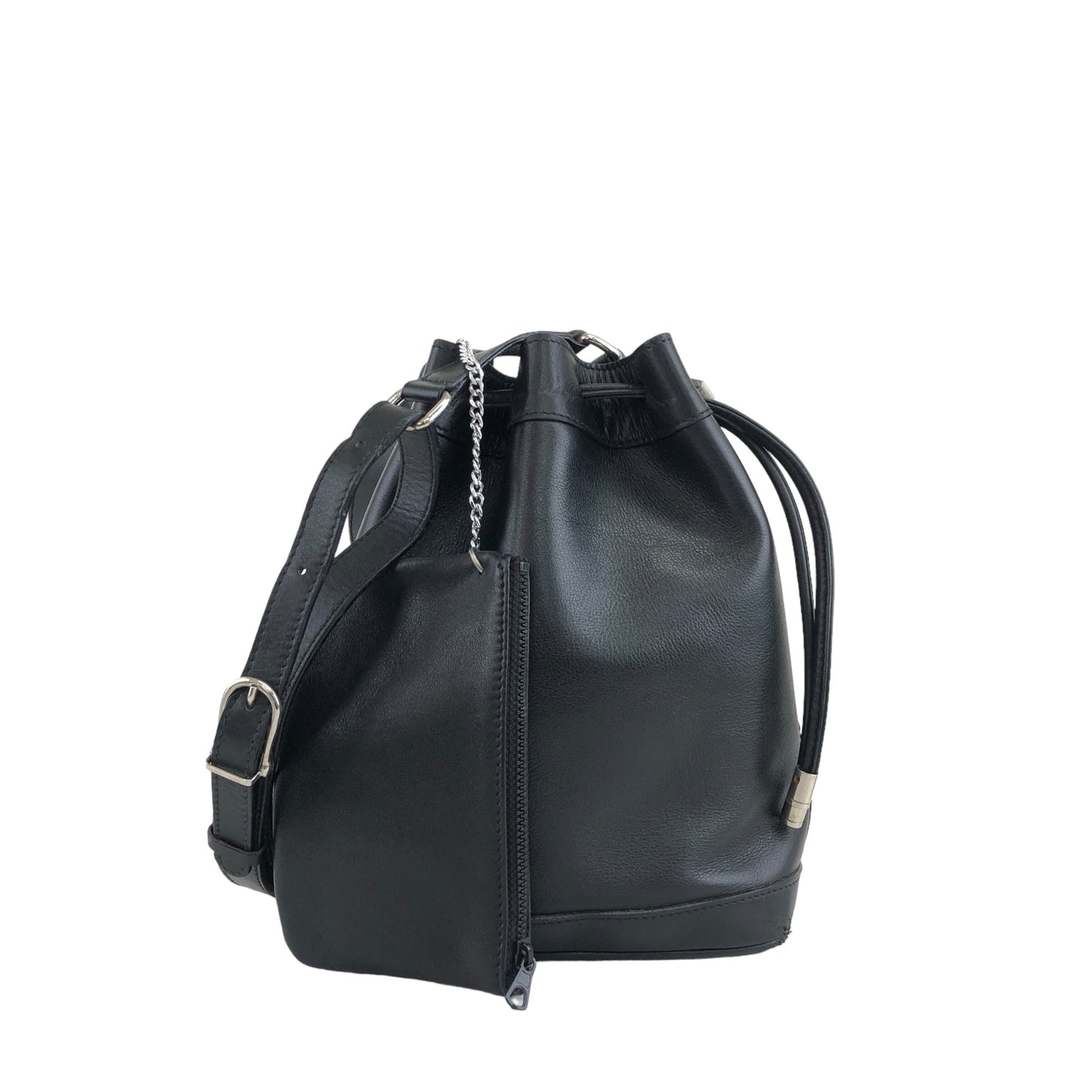 CELINE Drawstring Shoulder bag Black Vintage zazekc