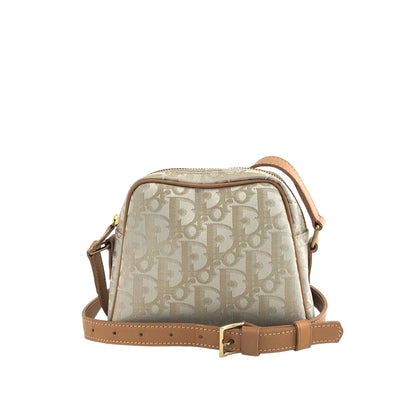 Christian Dior  Trotter  Jacquard Leather Shoulder bag Beige Vintage  wgf86n