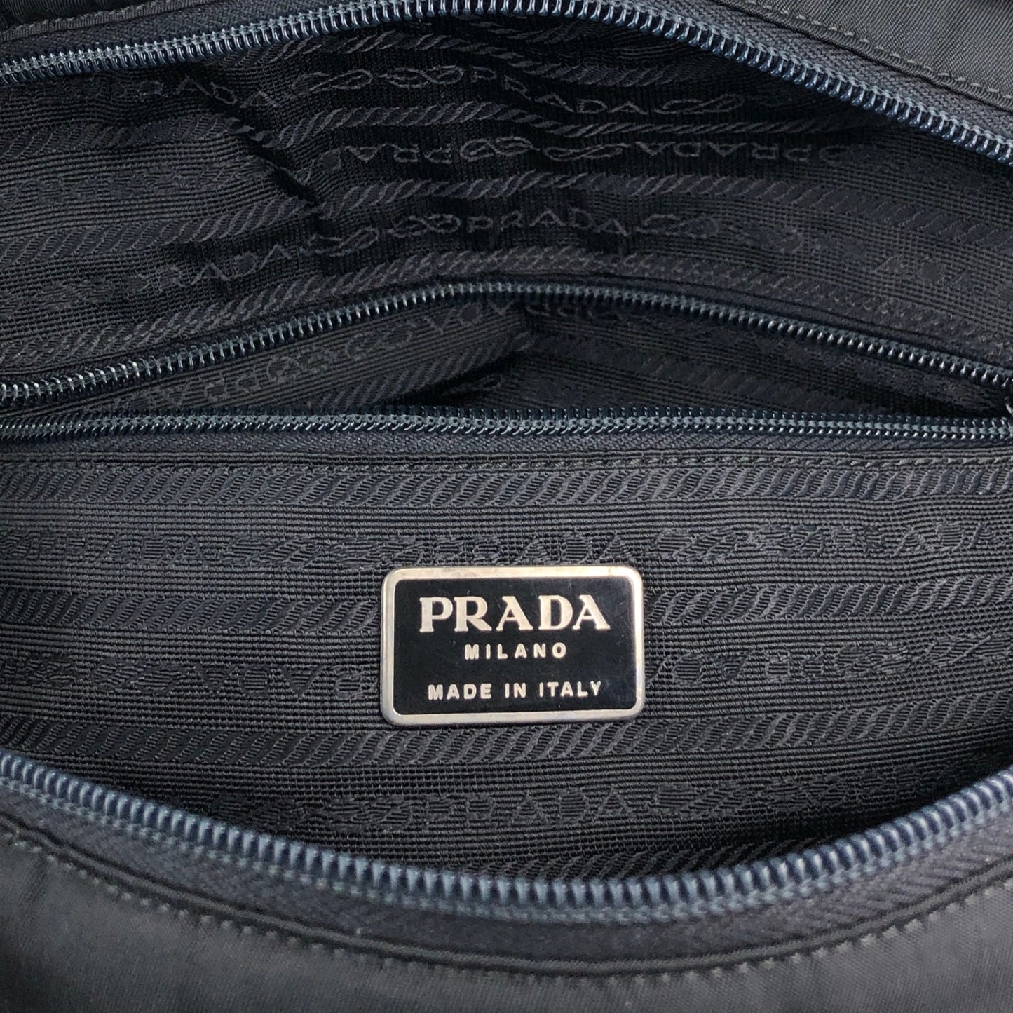 PRADA Tessuto Triangle Logo Padlock Handbag Black Vintage h25vhs