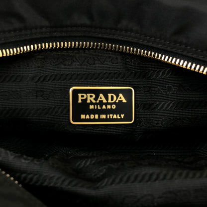 PRADA Tessuto Triangle Logo Chain Shoulder bag Black Vintage aymjy2