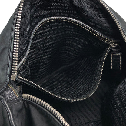 PRADA Tessuto Triangle Logo Shoulder bag Black Vintage w53g57
