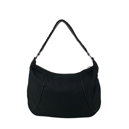 PRADA Tessuto Triangle Logo Shoulder bag Hobobag Black Vintage hub83u