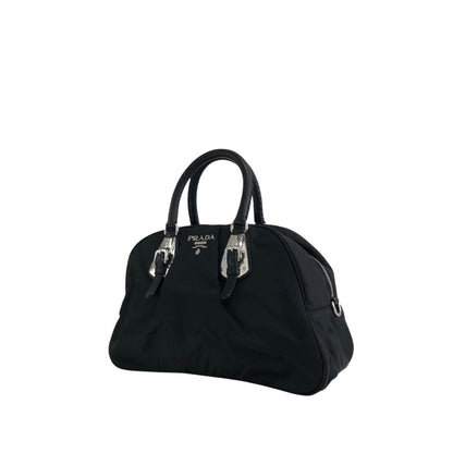 PRADA Logo Boston bag Handbag Black Vintage jipcs2