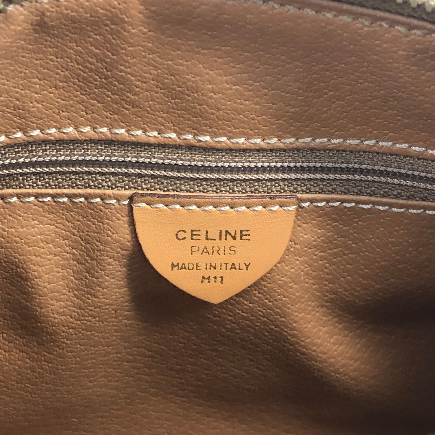 CELINE Macadam Two-way Small Handbag Shoulder bag Beige Vintage v4cuzg