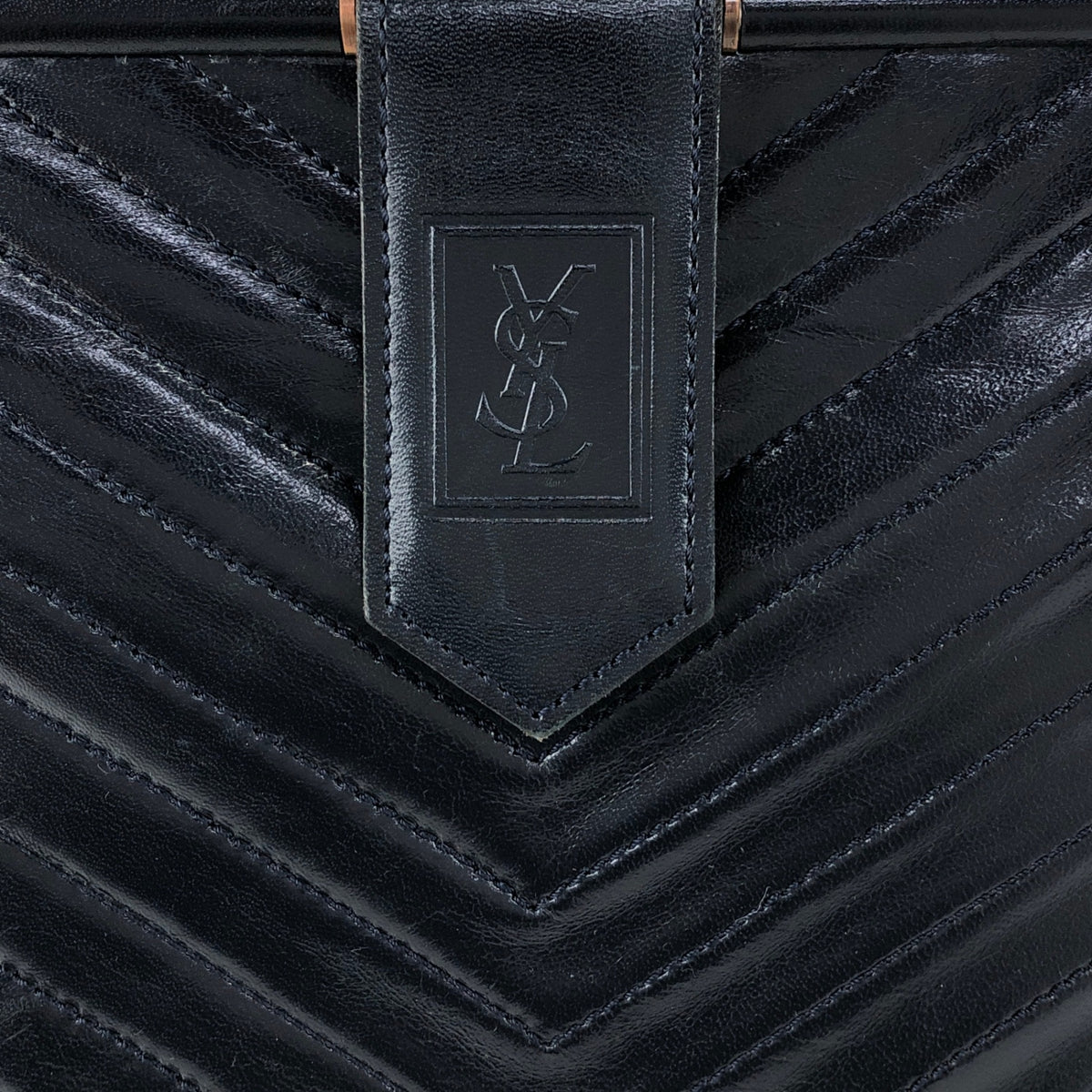 Yves Saint Laurent YSL Logo Clutch bag Navy Vintage j5mjwb