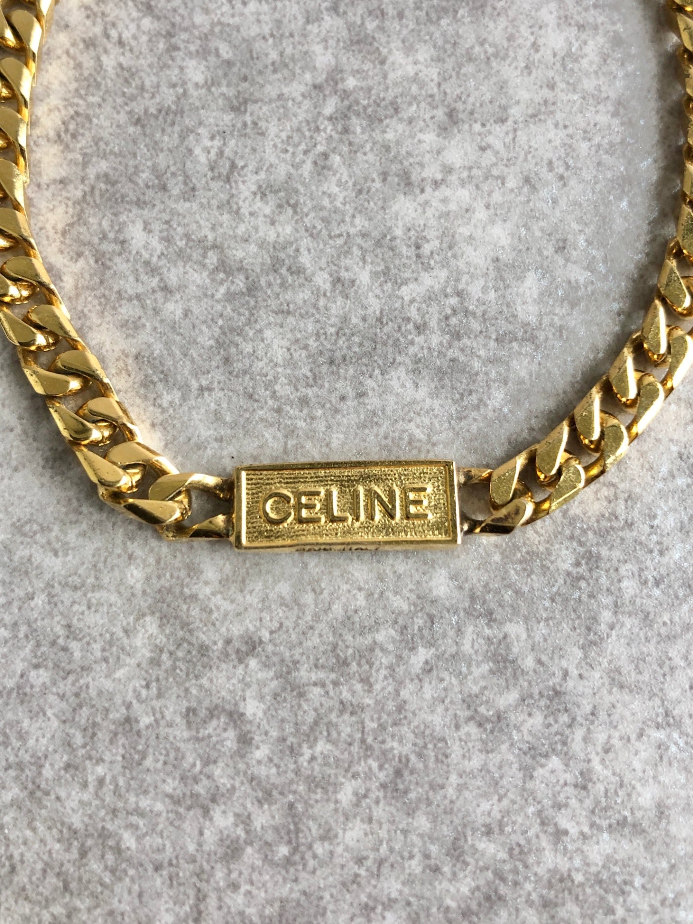 CELINE Logo Bracelet Gold Vintage yaarkp